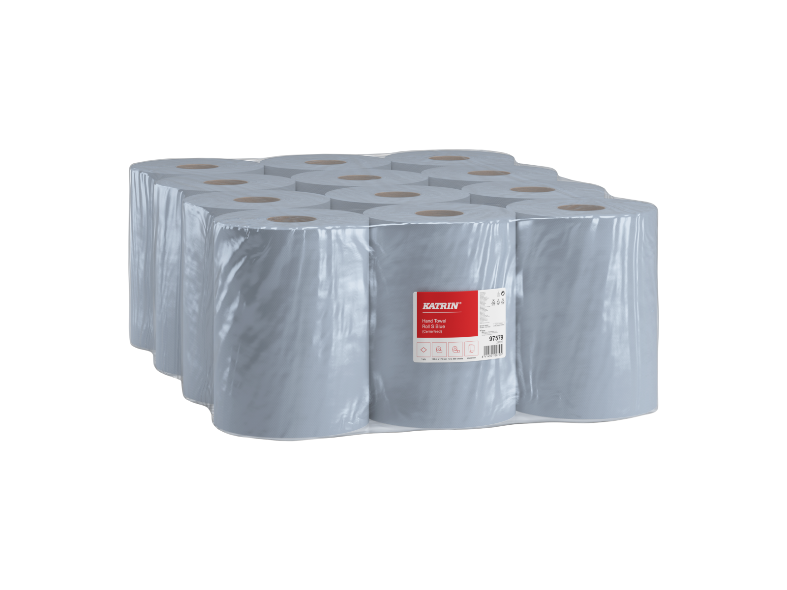 Ręcznik papierowy S Katrin Classic 97579 / 2580 Blue x12, 100m, 1-warstwowy, celuloza